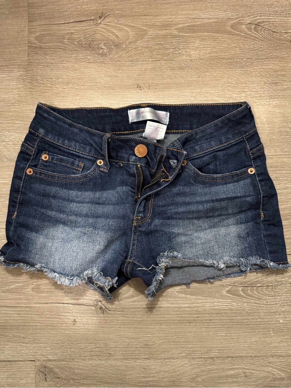 No Boundaries Dark Blue Distressed Denim Cutoff Shorts